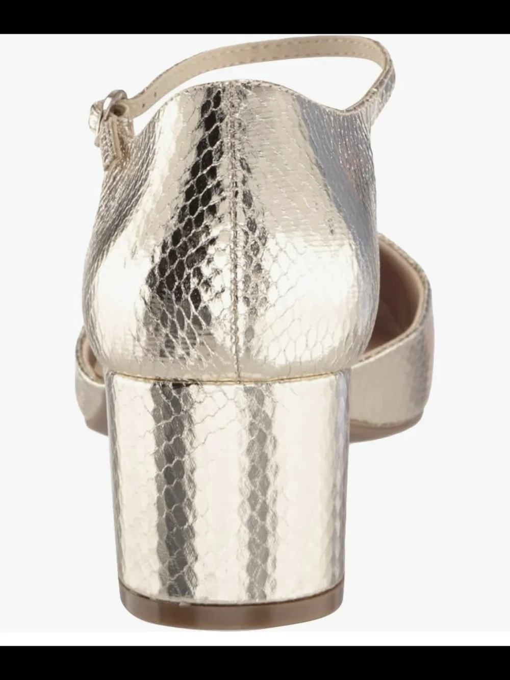 ANNE KLEIN  Metallic Gold and Black Cap-Toe Iflex  Ankle Strap Pump